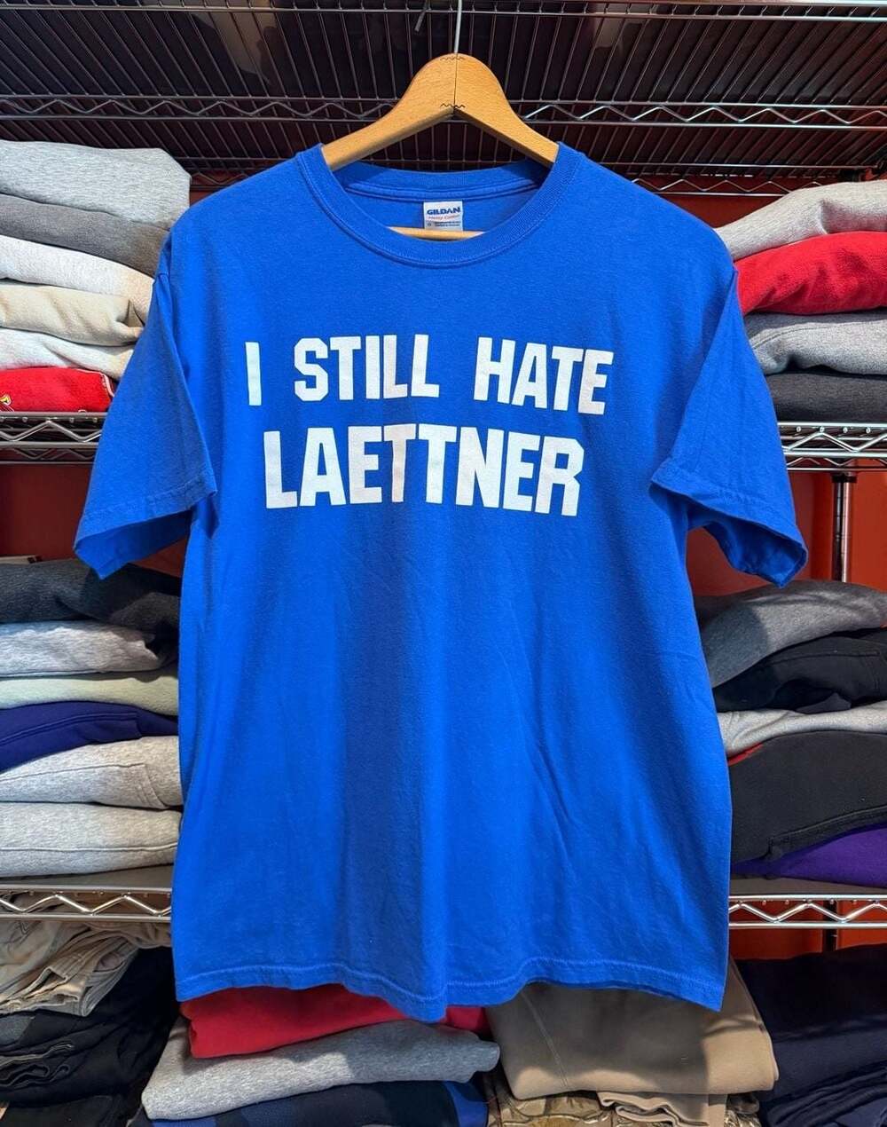 I Still Hate Laettner T-Shirt Size Large Blue